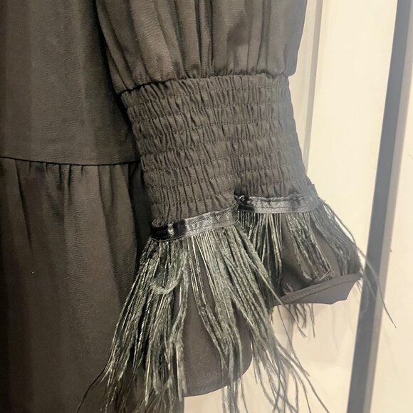Tuckernuck Pomander Place Black Crepe Kenzo Dress - XXL with feathers added - Picture 4 of 7